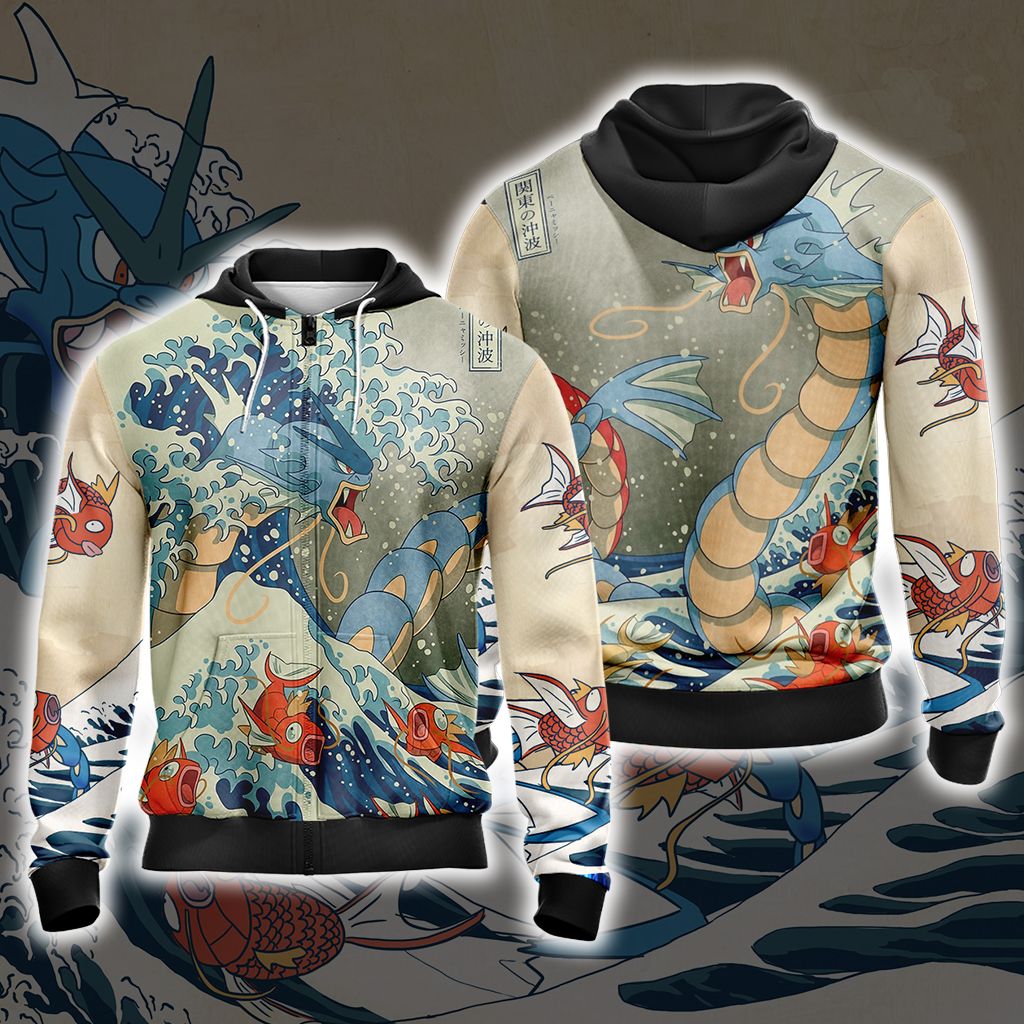 Pokemon - Gyarados Video Game All Over Printed T-shirt Tank Top Zip Hoodie Pullover Hoodie Hawaiian Shirt Beach Shorts Joggers Zip Hoodie S