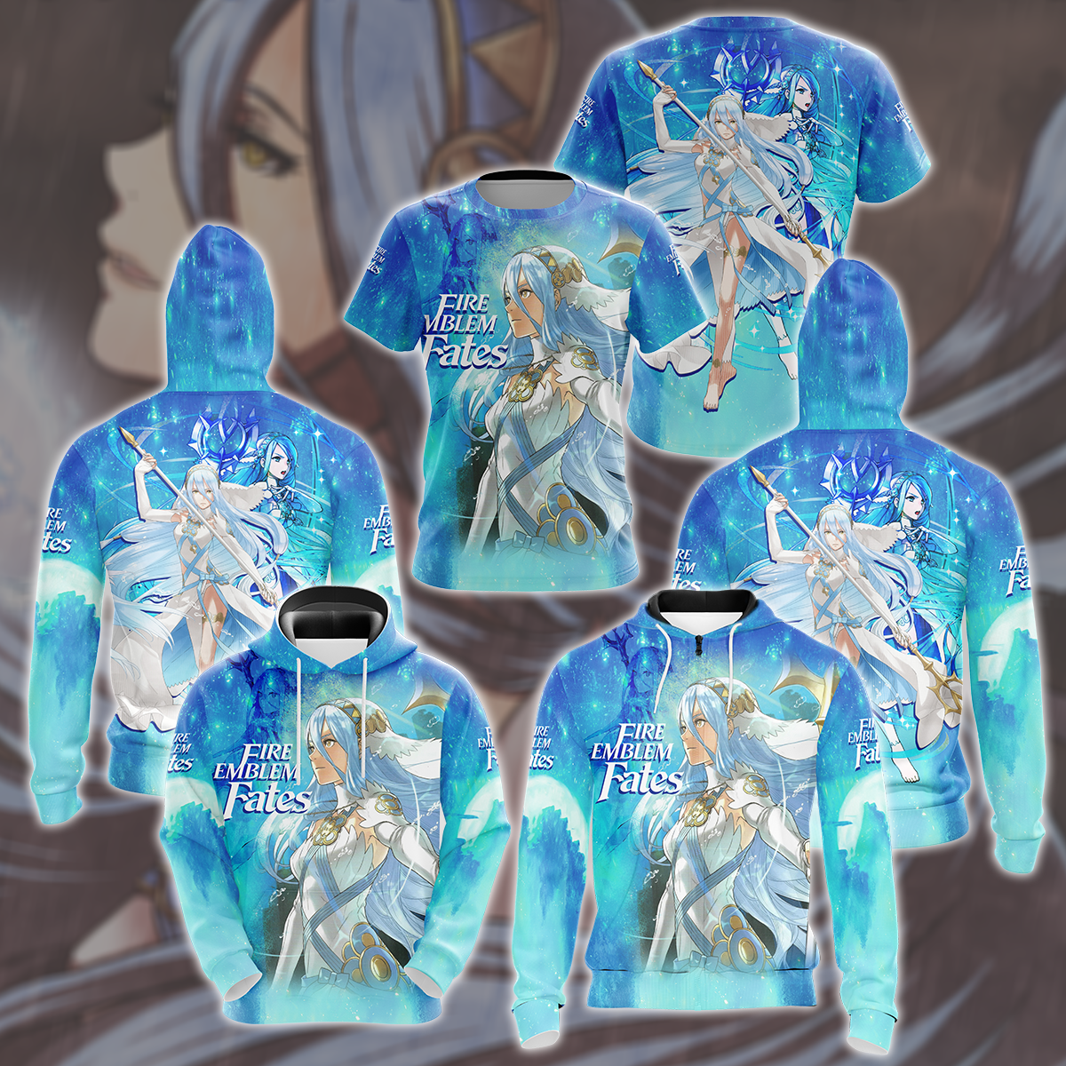 Fire Emblem Fates Video Game All Over Printed T-shirt Tank Top Zip Hoodie Pullover Hoodie Hawaiian Shirt Beach Shorts Joggers