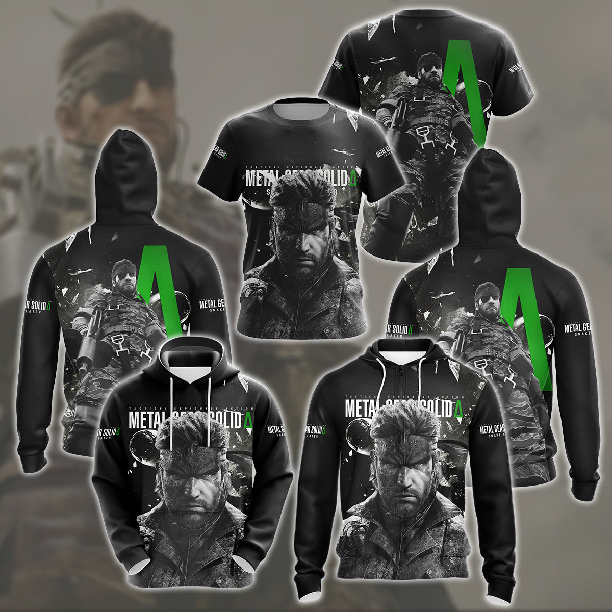 Metal Gear Solid: Snake Eater Video Game All Over Printed T-shirt Tank Top Zip Hoodie Pullover Hoodie Hawaiian Shirt Beach Shorts Joggers