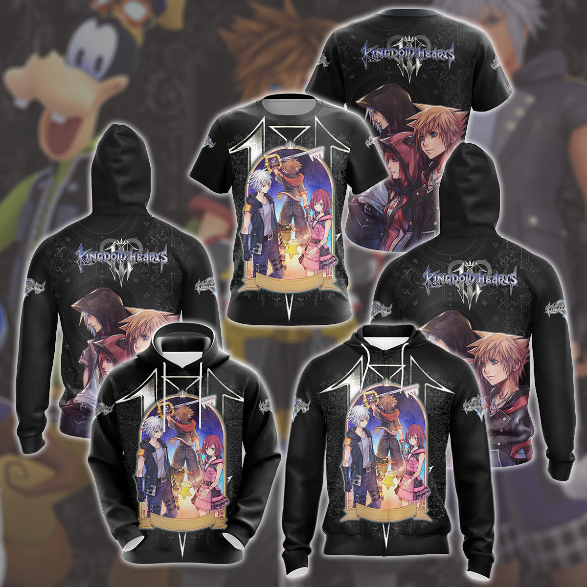 Kingdom Hearts 3 Destiny Island Trio Video Game All Over Printed T-shirt Tank Top Zip Hoodie Pullover Hoodie Hawaiian Shirt Beach Shorts Joggers