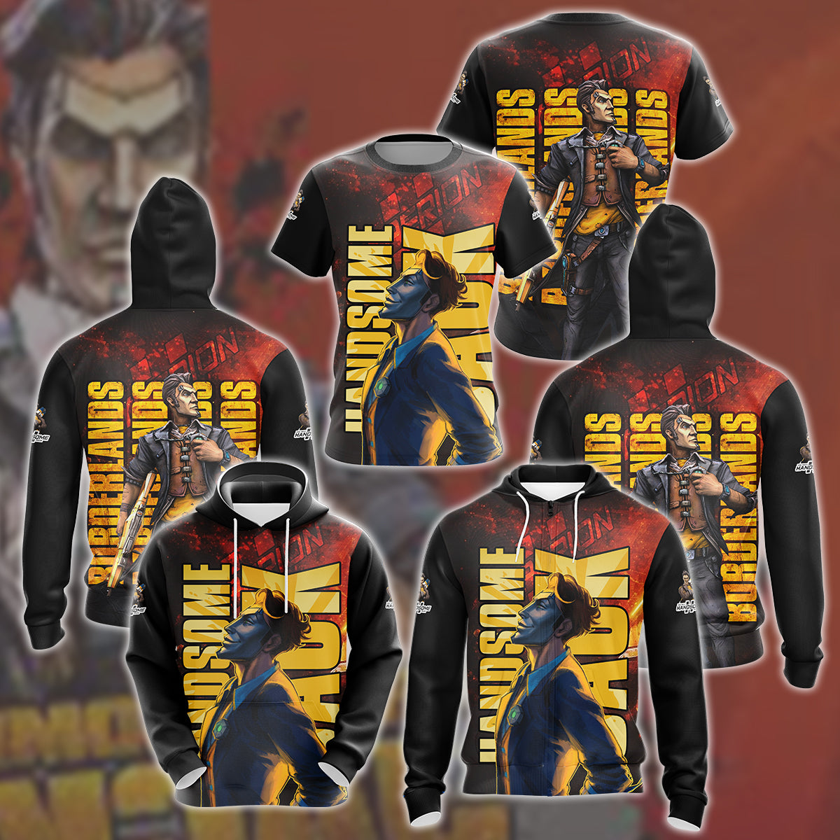 Borderlands Handsome Jack Video Game All Over Printed T-shirt Tank Top Zip Hoodie Pullover Hoodie Hawaiian Shirt Beach Shorts Joggers