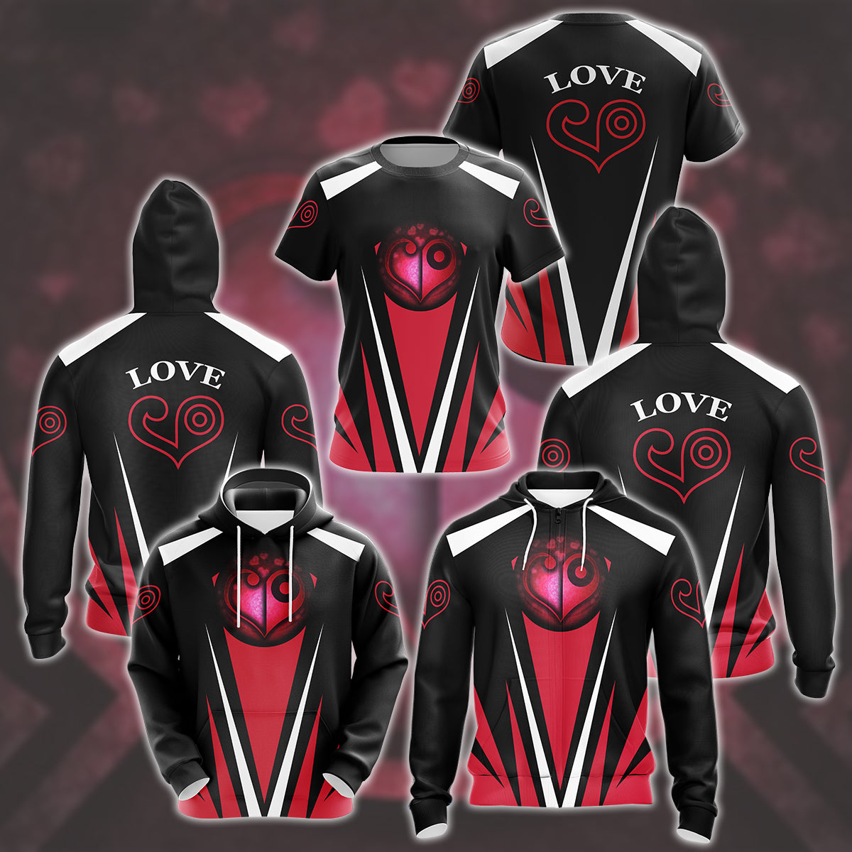 Digimon Crest Of Love Video Game All Over Printed T-shirt Tank Top Zip Hoodie Pullover Hoodie Hawaiian Shirt Beach Shorts Joggers