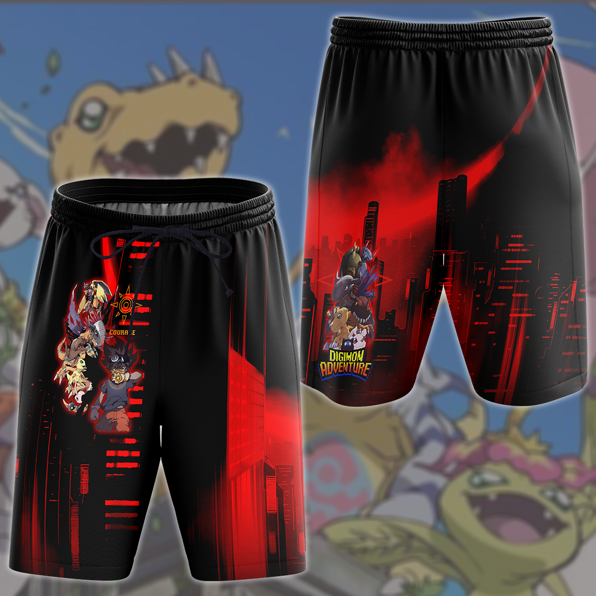 Digimon Video Game All Over Printed T-shirt Tank Top Zip Hoodie Pullover Hoodie Hawaiian Shirt Beach Shorts Joggers Beach Shorts S