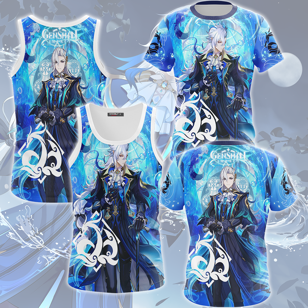 Genshin Impact Neuvillette Video Game All Over Printed T-shirt Tank Top Zip Hoodie Pullover Hoodie Hawaiian Shirt Beach Shorts Joggers