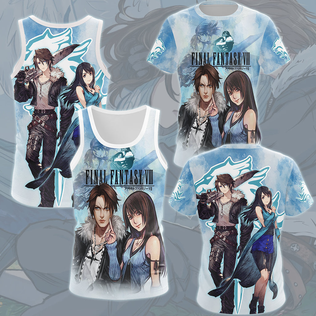 Final Fantasy Squall Leonhart & Rinoa Heartily Video Game All Over Printed T-shirt Tank Top Zip Hoodie Pullover Hoodie Hawaiian Shirt Beach Shorts Joggers