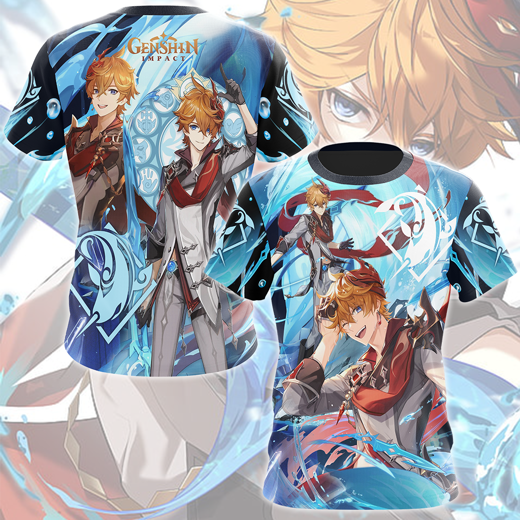 Genshin Impact Childe (Tartaglia) Video Game All Over Printed T-shirt Tank Top Zip Hoodie Pullover Hoodie Hawaiian Shirt Beach Shorts Joggers T-shirt S