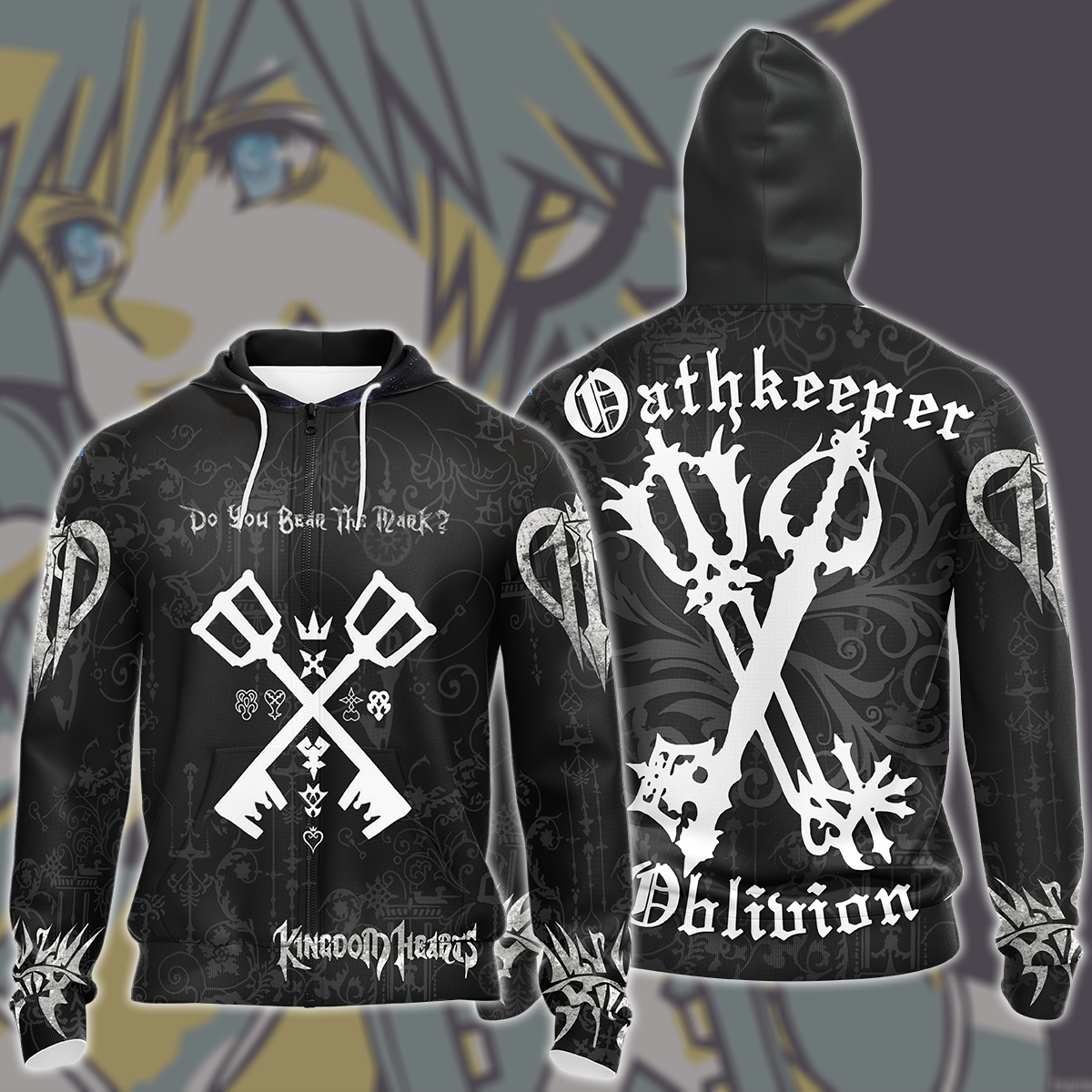 Kingdom Hearts Oathkeeper and Oblivion Video Game Unisex 3D T-shirt Zip Hoodie XS