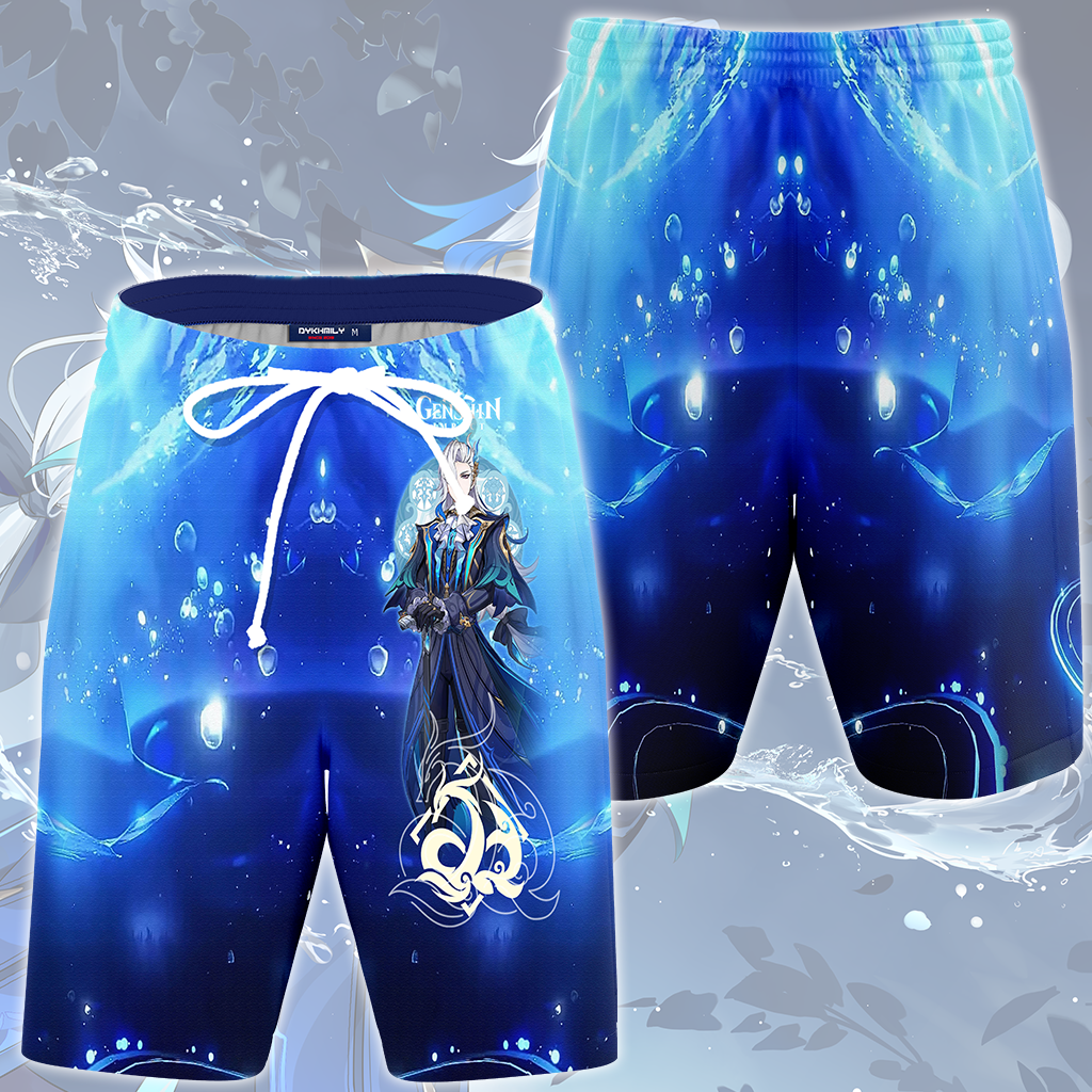 Genshin Impact Neuvillette Video Game All Over Printed T-shirt Tank Top Zip Hoodie Pullover Hoodie Hawaiian Shirt Beach Shorts Joggers Beach Shorts S