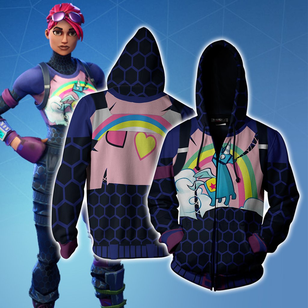 Fortnite Brite Bomber Skin Unisex 3D T-shirt Zip Hoodie XS