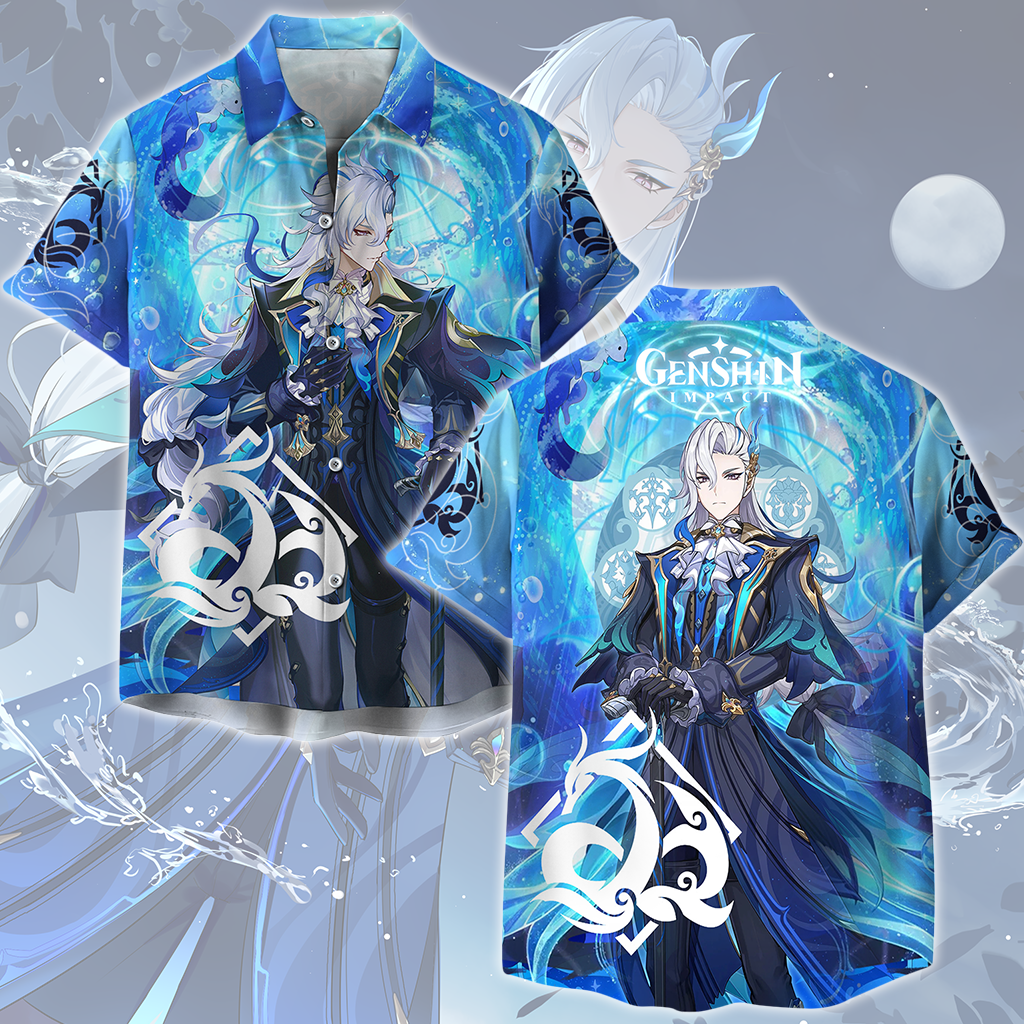 Genshin Impact Neuvillette Video Game All Over Printed T-shirt Tank Top Zip Hoodie Pullover Hoodie Hawaiian Shirt Beach Shorts Joggers Hawaiian Shirt S