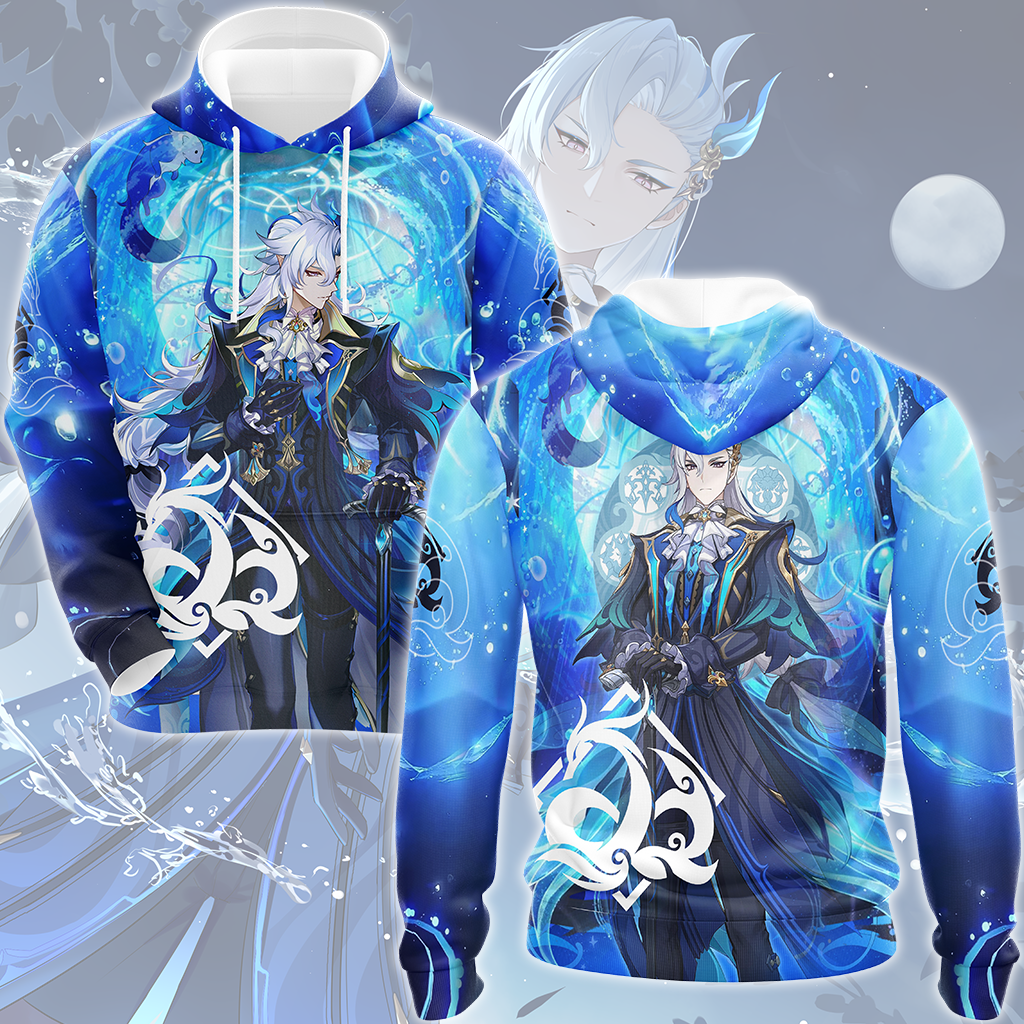 Genshin Impact Neuvillette Video Game All Over Printed T-shirt Tank Top Zip Hoodie Pullover Hoodie Hawaiian Shirt Beach Shorts Joggers Hoodie S