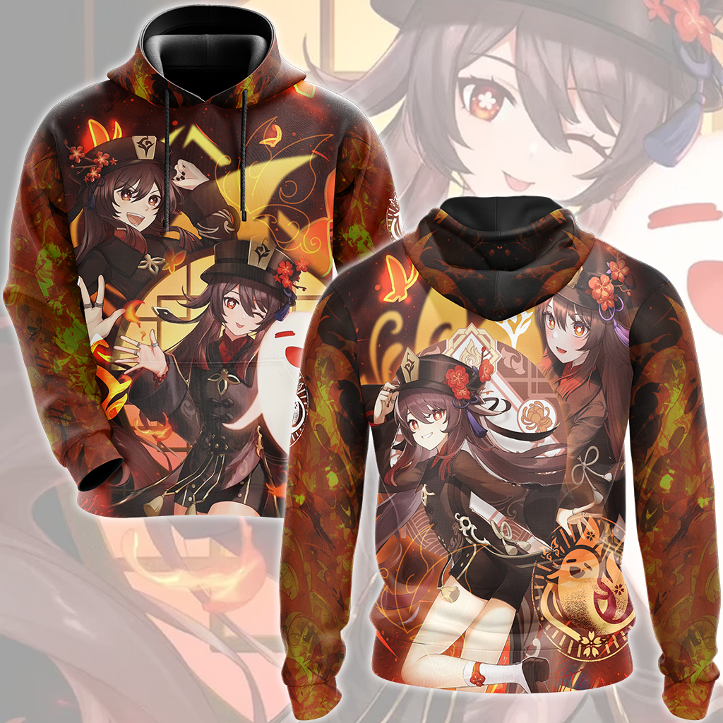 Genshin Impact Hu Tao Video Game All Over Printed T-shirt Tank Top Zip Hoodie Pullover Hoodie Hawaiian Shirt Beach Shorts Joggers Hoodie S