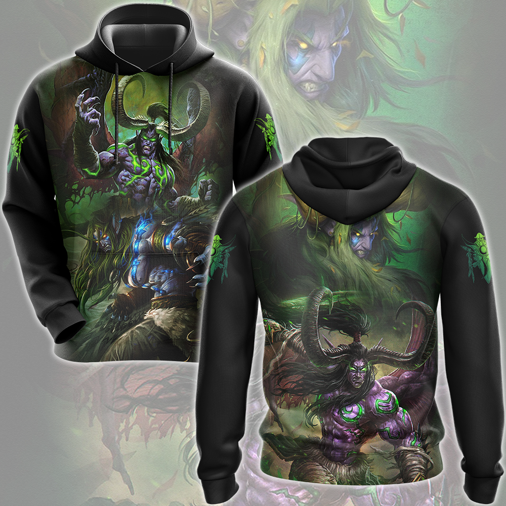 World Of Warcraft Stormrage Brothers - Illidan Stormrage, Malfurion Stormrage Video Game All Over Printed T-shirt Tank Top Zip Hoodie Pullover Hoodie Hawaiian Shirt Beach Shorts Joggers Hoodie S