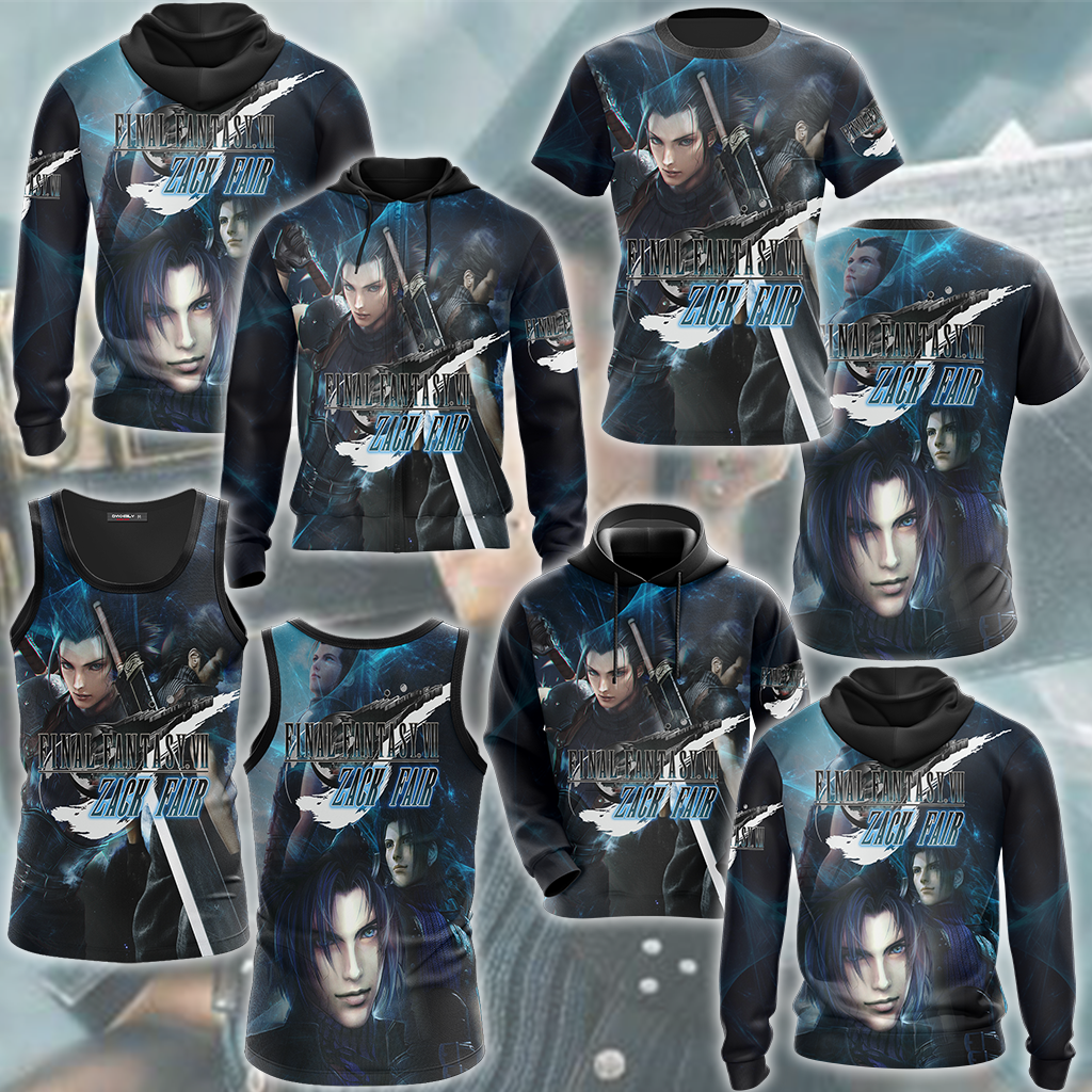 Final Fantasy VII Rebirth Zack Fair Video Game All Over Printed T-shirt Tank Top Zip Hoodie Pullover Hoodie Hawaiian Shirt Beach Shorts Joggers