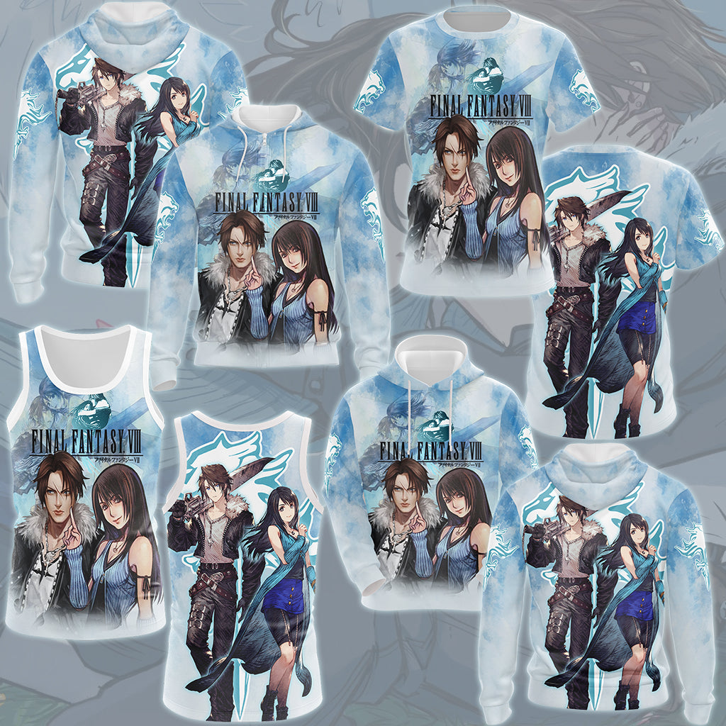 Final Fantasy Squall Leonhart & Rinoa Heartily Video Game All Over Printed T-shirt Tank Top Zip Hoodie Pullover Hoodie Hawaiian Shirt Beach Shorts Joggers