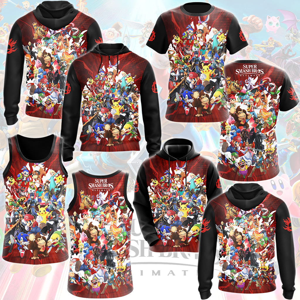 Super Smash Bros. Ultimate Video Game All Over Printed T-shirt Tank Top Zip Hoodie Pullover Hoodie Hawaiian Shirt Beach Shorts Joggers