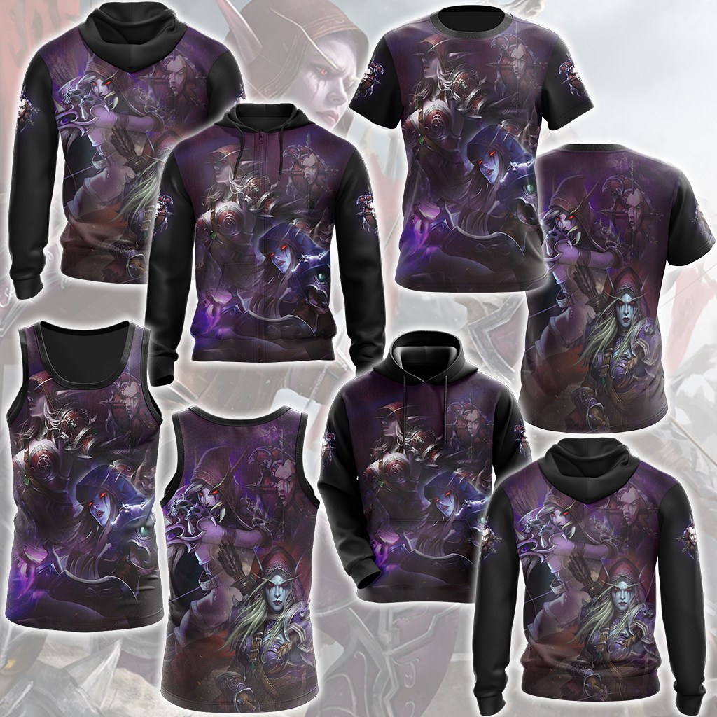 World Of Warcraft Sylvanas Windrunner Video Game All Over Printed T-shirt Tank Top Zip Hoodie Pullover Hoodie Hawaiian Shirt Beach Shorts Joggers
