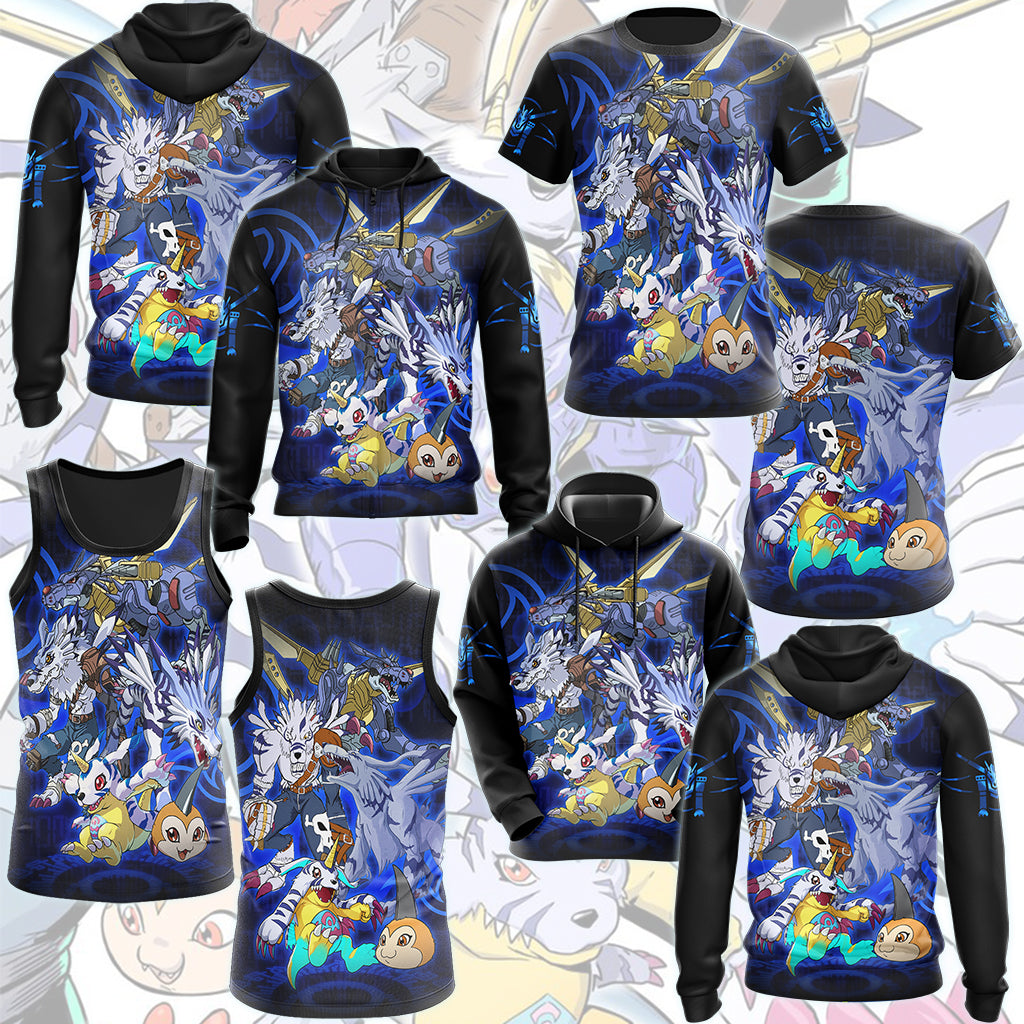 Digimon Gabumon Evolution Video Game All Over Printed T-shirt Tank Top Zip Hoodie Pullover Hoodie Hawaiian Shirt Beach Shorts Joggers