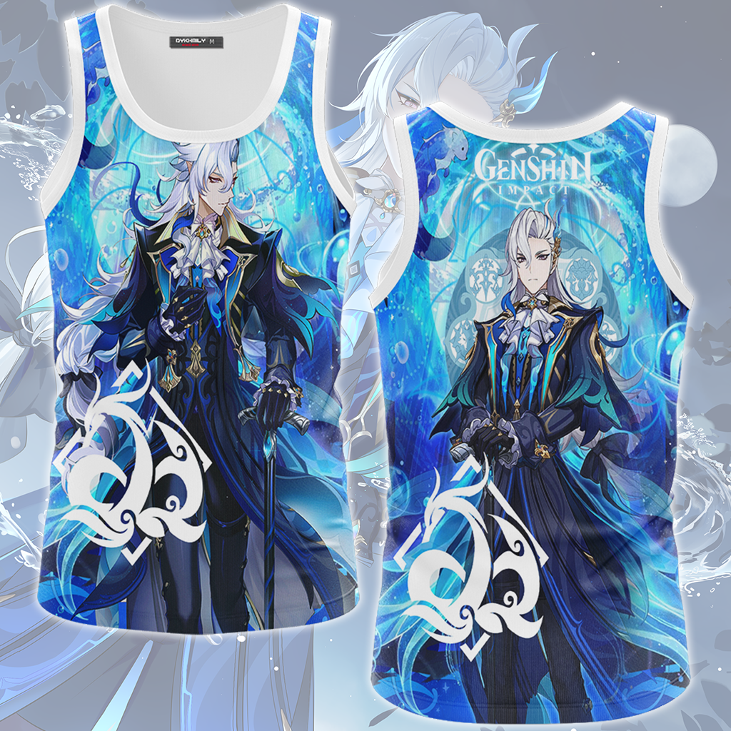 Genshin Impact Neuvillette Video Game All Over Printed T-shirt Tank Top Zip Hoodie Pullover Hoodie Hawaiian Shirt Beach Shorts Joggers Tank Top S