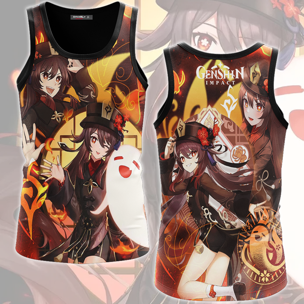 Genshin Impact Hu Tao Video Game All Over Printed T-shirt Tank Top Zip Hoodie Pullover Hoodie Hawaiian Shirt Beach Shorts Joggers Tank Top S