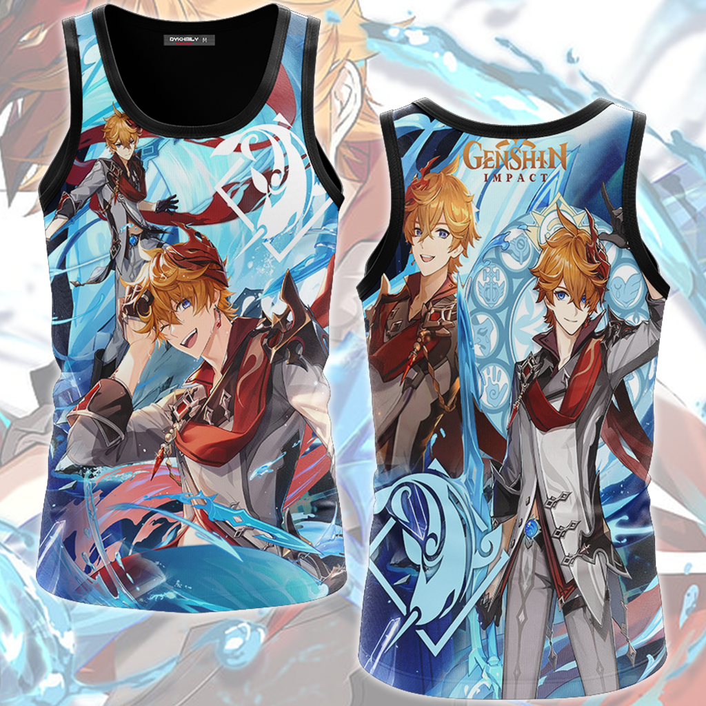Genshin Impact Childe (Tartaglia) Video Game All Over Printed T-shirt Tank Top Zip Hoodie Pullover Hoodie Hawaiian Shirt Beach Shorts Joggers Tank Top S