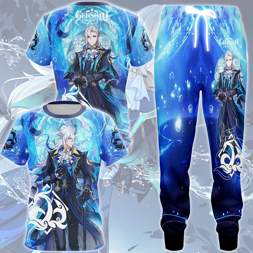 Genshin Impact Neuvillette Video Game All Over Printed T-shirt Tank Top Zip Hoodie Pullover Hoodie Hawaiian Shirt Beach Shorts Joggers