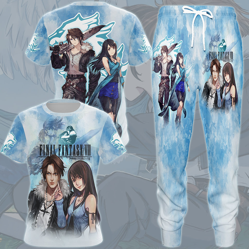 Final Fantasy Squall Leonhart & Rinoa Heartily Video Game All Over Printed T-shirt Tank Top Zip Hoodie Pullover Hoodie Hawaiian Shirt Beach Shorts Joggers