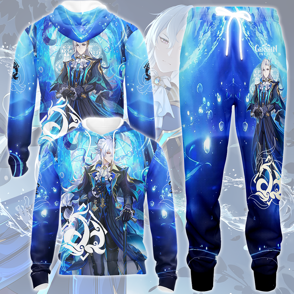 Genshin Impact Neuvillette Video Game All Over Printed T-shirt Tank Top Zip Hoodie Pullover Hoodie Hawaiian Shirt Beach Shorts Joggers