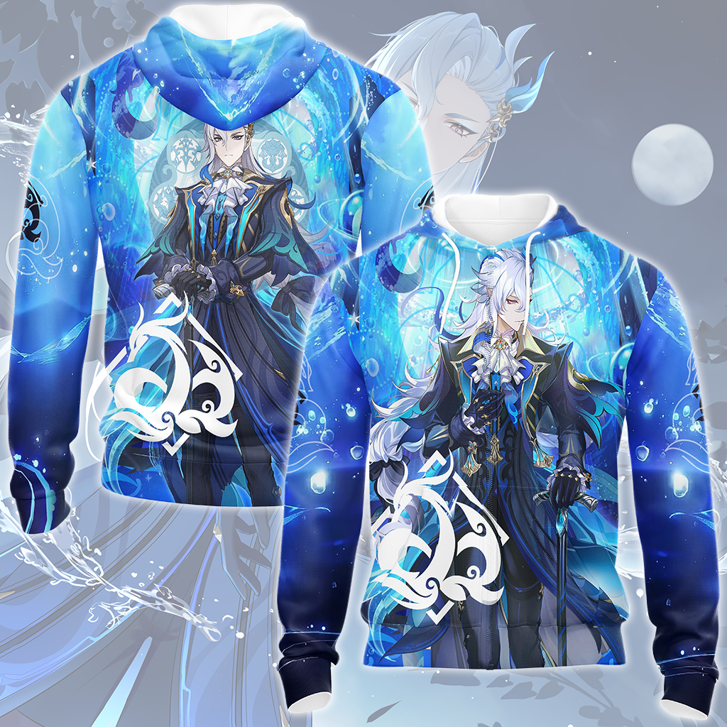 Genshin Impact Neuvillette Video Game All Over Printed T-shirt Tank Top Zip Hoodie Pullover Hoodie Hawaiian Shirt Beach Shorts Joggers Zip Hoodie S
