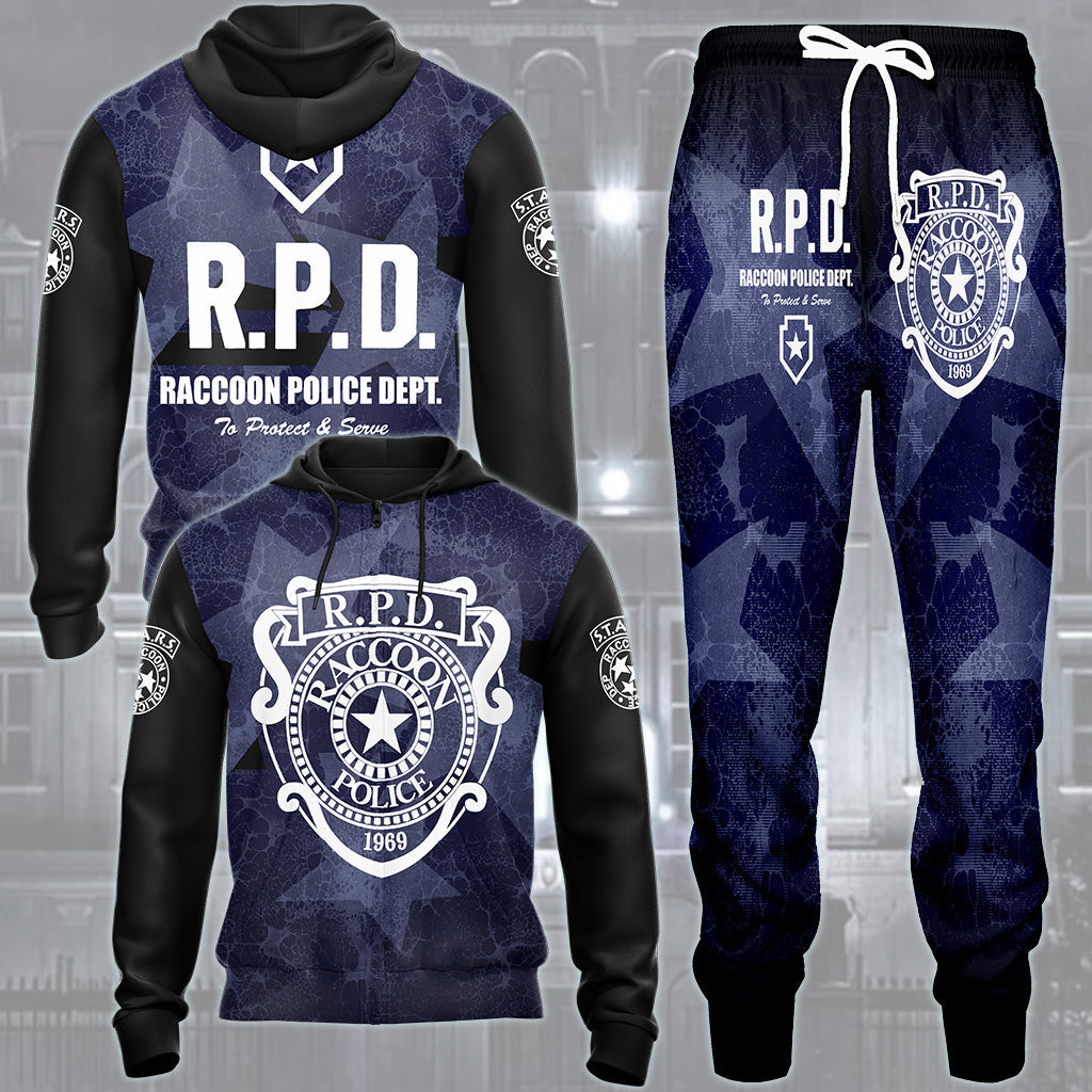 Resident Evil Raccoon City Police Department (R.P.D.) Video Game All Over Printed T-shirt Tank Top Zip Hoodie Pullover Hoodie Hawaiian Shirt Beach Shorts Joggers