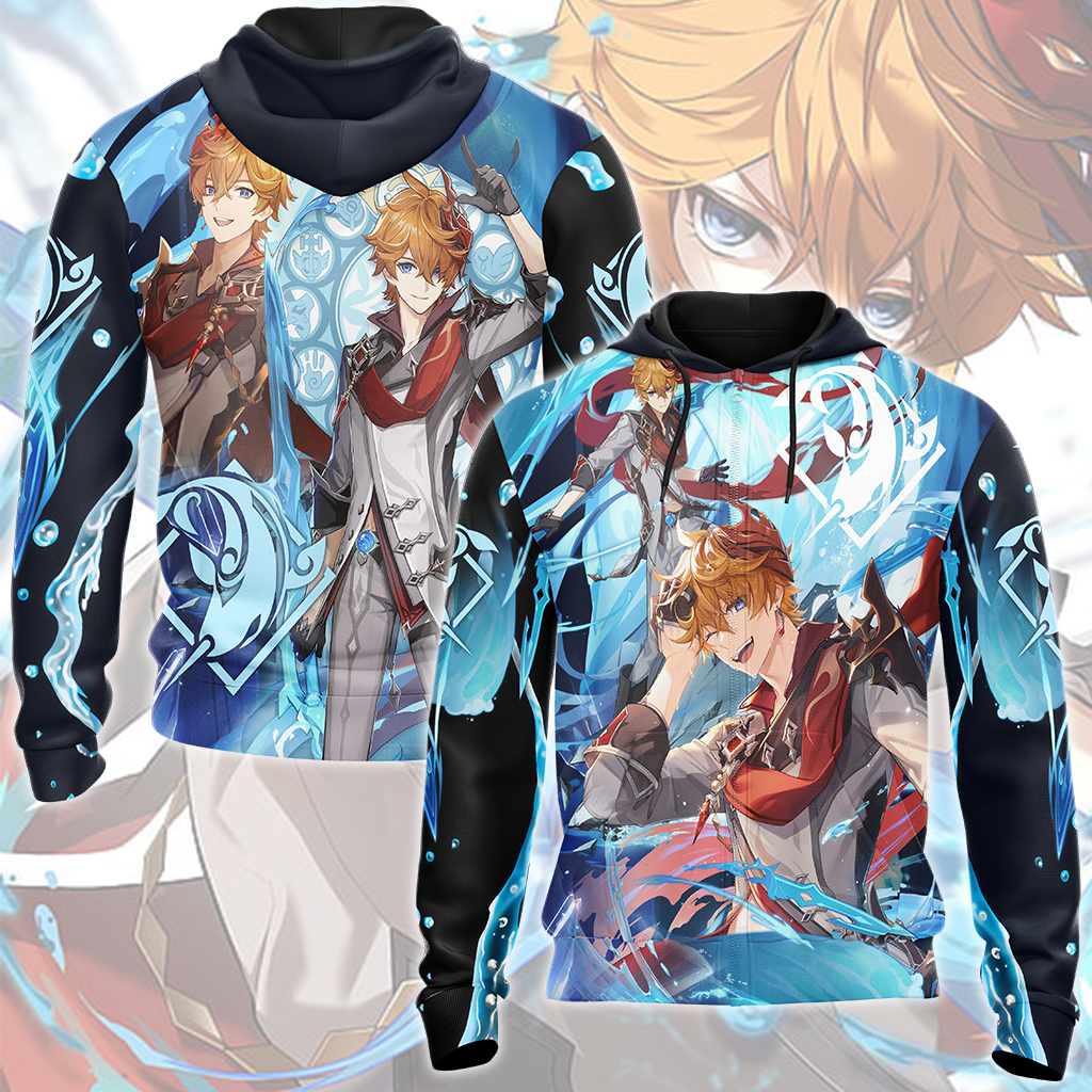 Genshin Impact Childe (Tartaglia) Video Game All Over Printed T-shirt Tank Top Zip Hoodie Pullover Hoodie Hawaiian Shirt Beach Shorts Joggers Zip Hoodie S