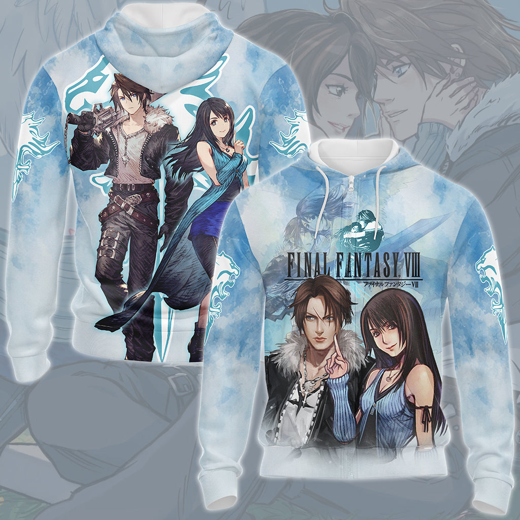 Final Fantasy Squall Leonhart & Rinoa Heartily Video Game All Over Printed T-shirt Tank Top Zip Hoodie Pullover Hoodie Hawaiian Shirt Beach Shorts Joggers Zip Hoodie S