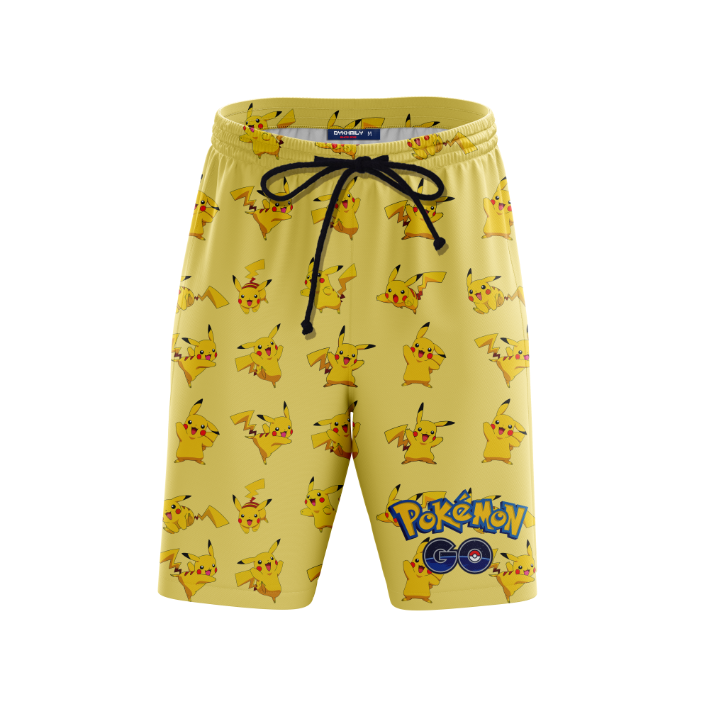 Pokemon Go Pikachu Seamless Pattern Beach Shorts