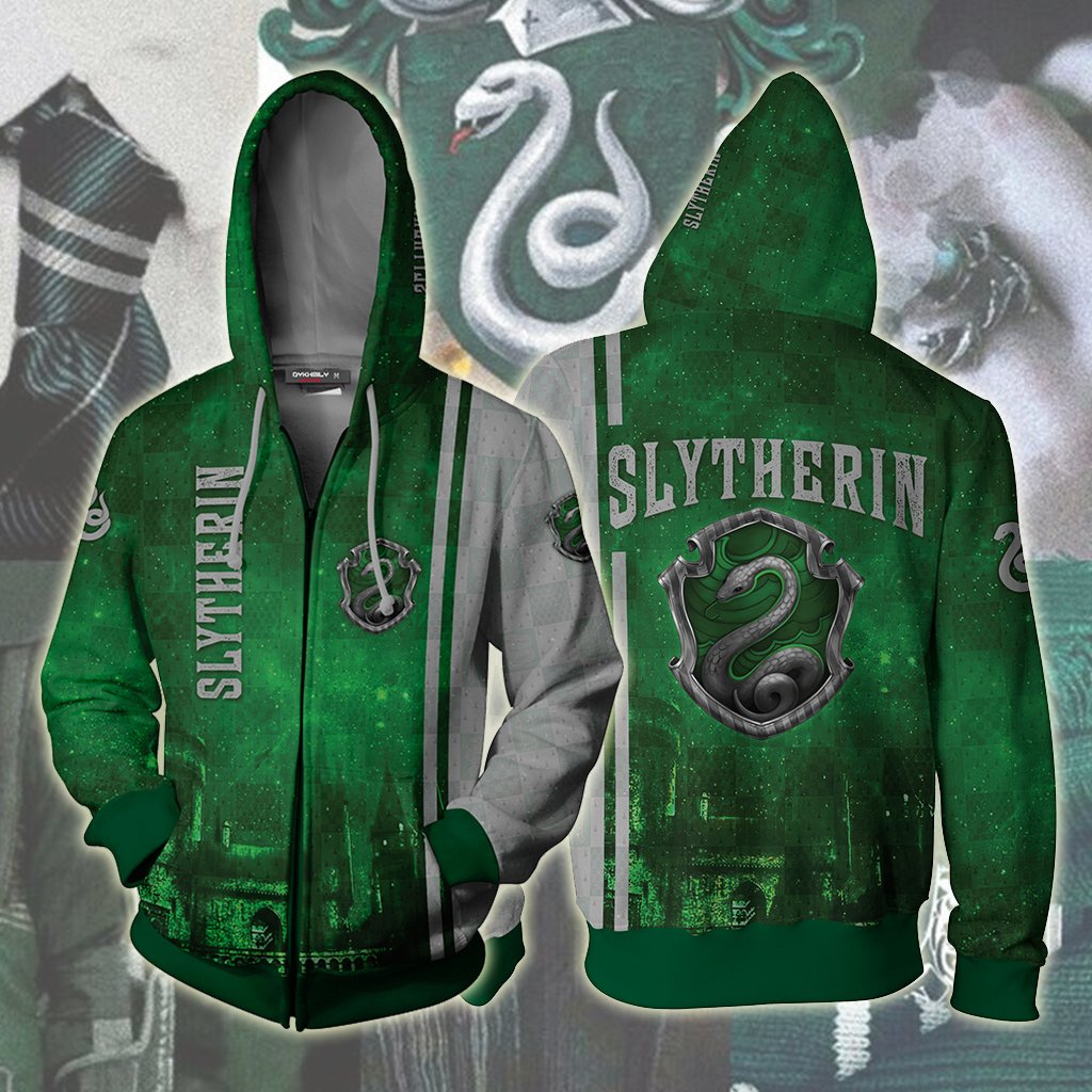 The Hogwarts Castle Slytherin Harry Potter Unisex 3D T-shirt Zip Hoodie S