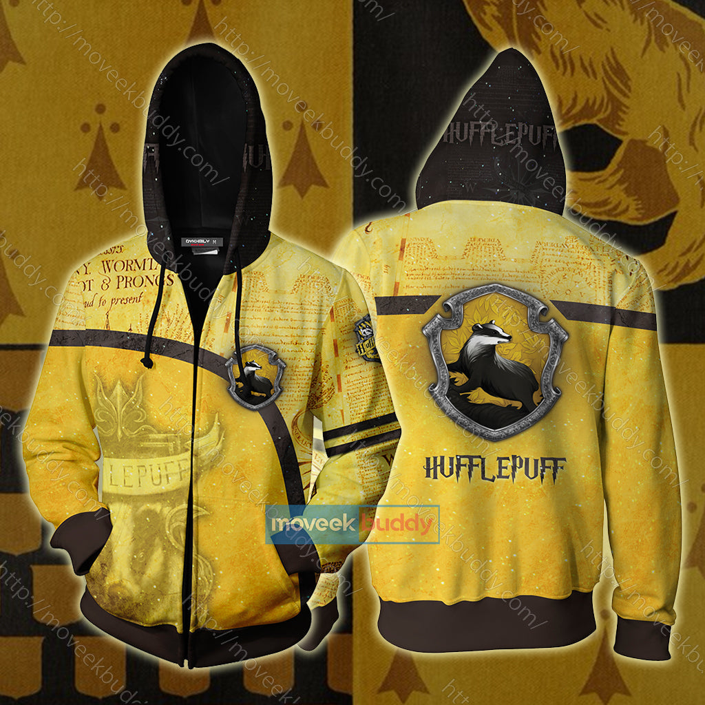 Hufflepuff House Harry Potter New Unisex 3D T-shirt Zip Hoodie XS