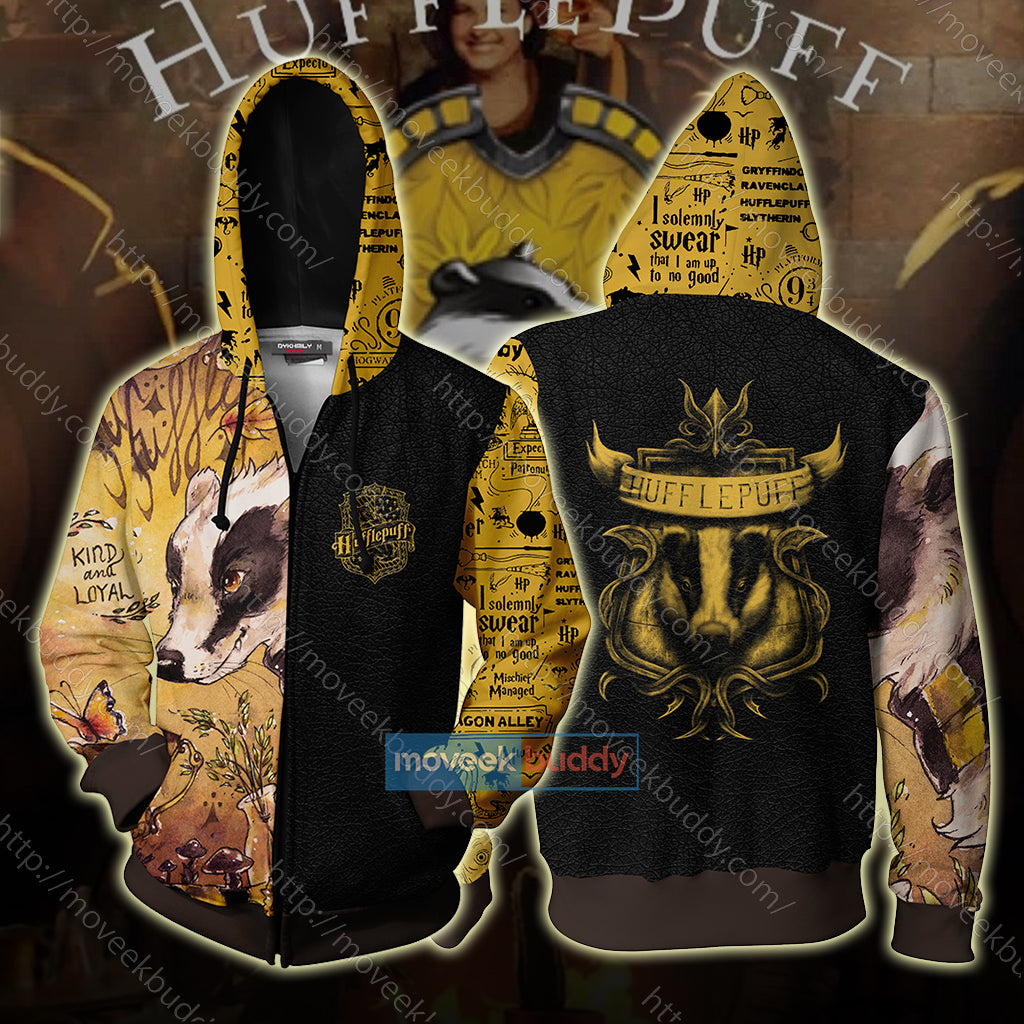 Hufflepuff House Kind And Loyal Harry Potter Unisex 3D T-shirt Zip Hoodie XS