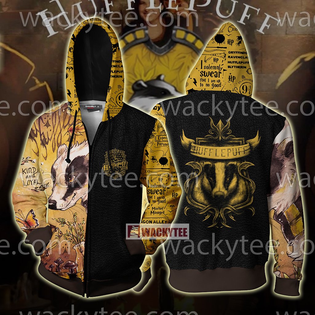 Hufflepuff House Kind And Loyal Harry Potter Zip Up Hoodie S