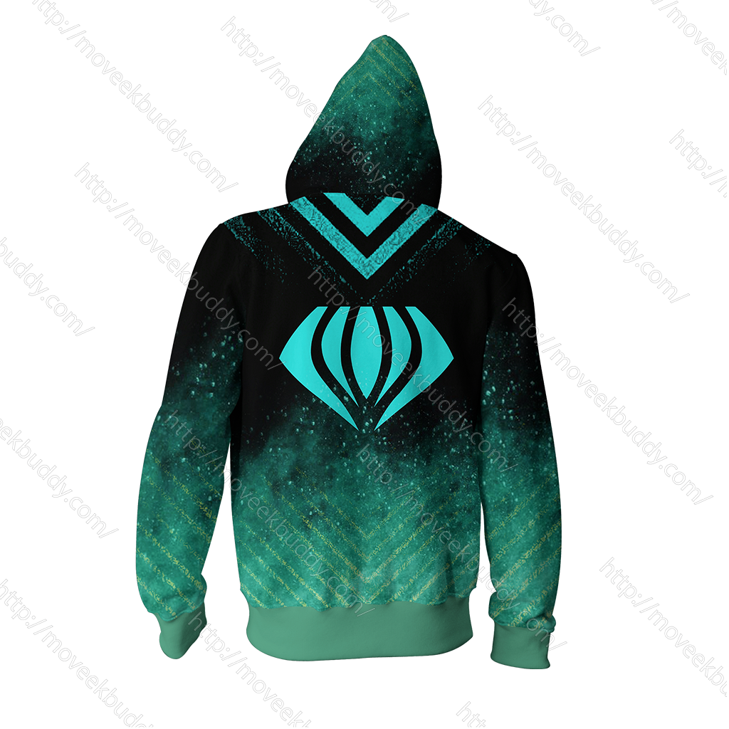 RWBY Emerald Sustrai Symbol Zip Up Hoodie