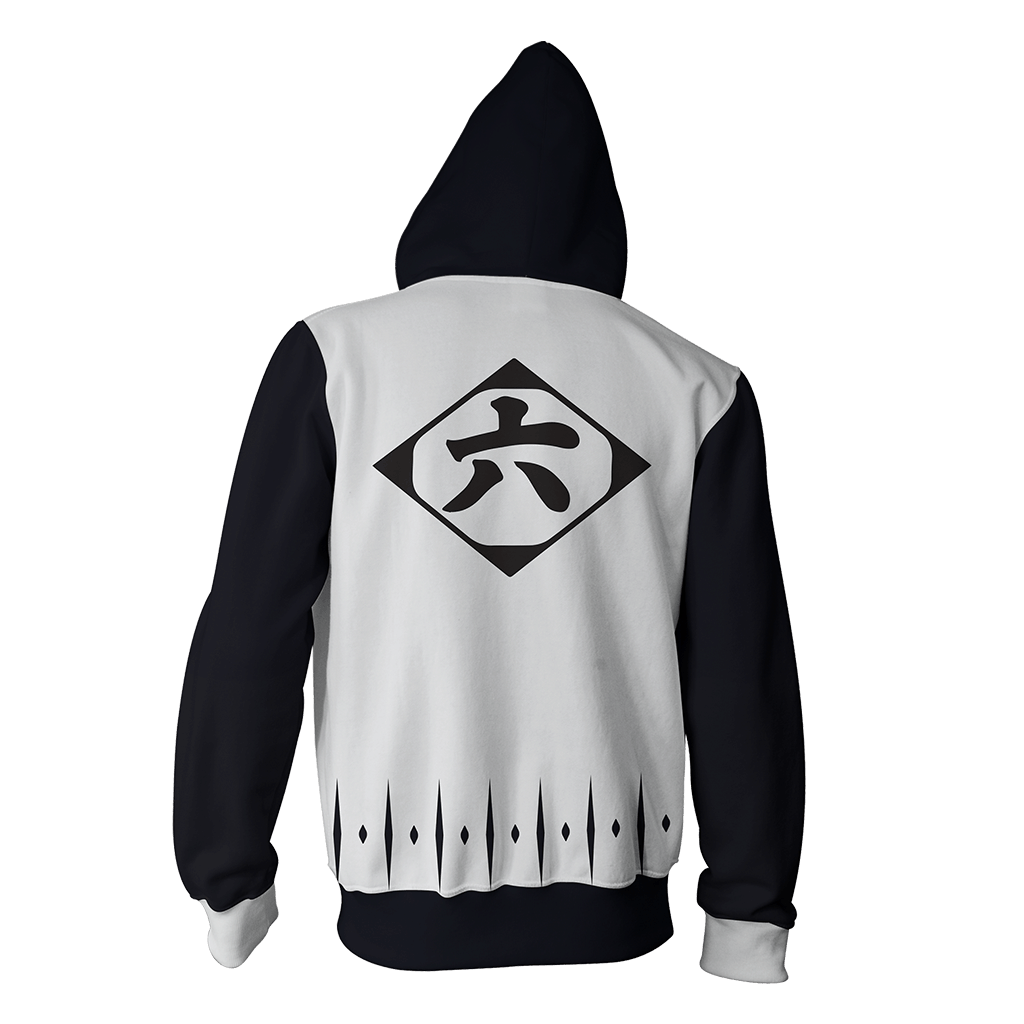 Bleach Kuchiki Byakuya 6th Division Cosplay Zip Up Hoodie Jacket