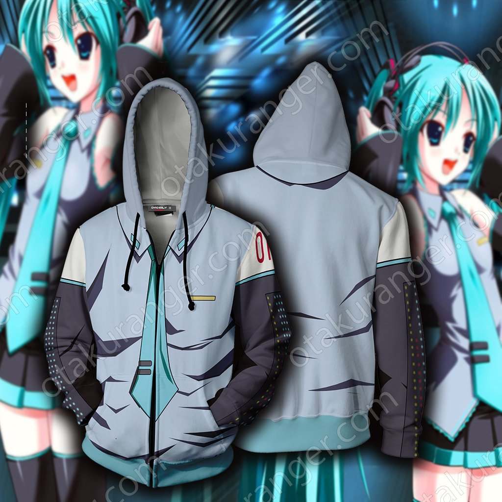 Hatsune Miku Cosplay Zip Up Hoodie Jacket XS 2