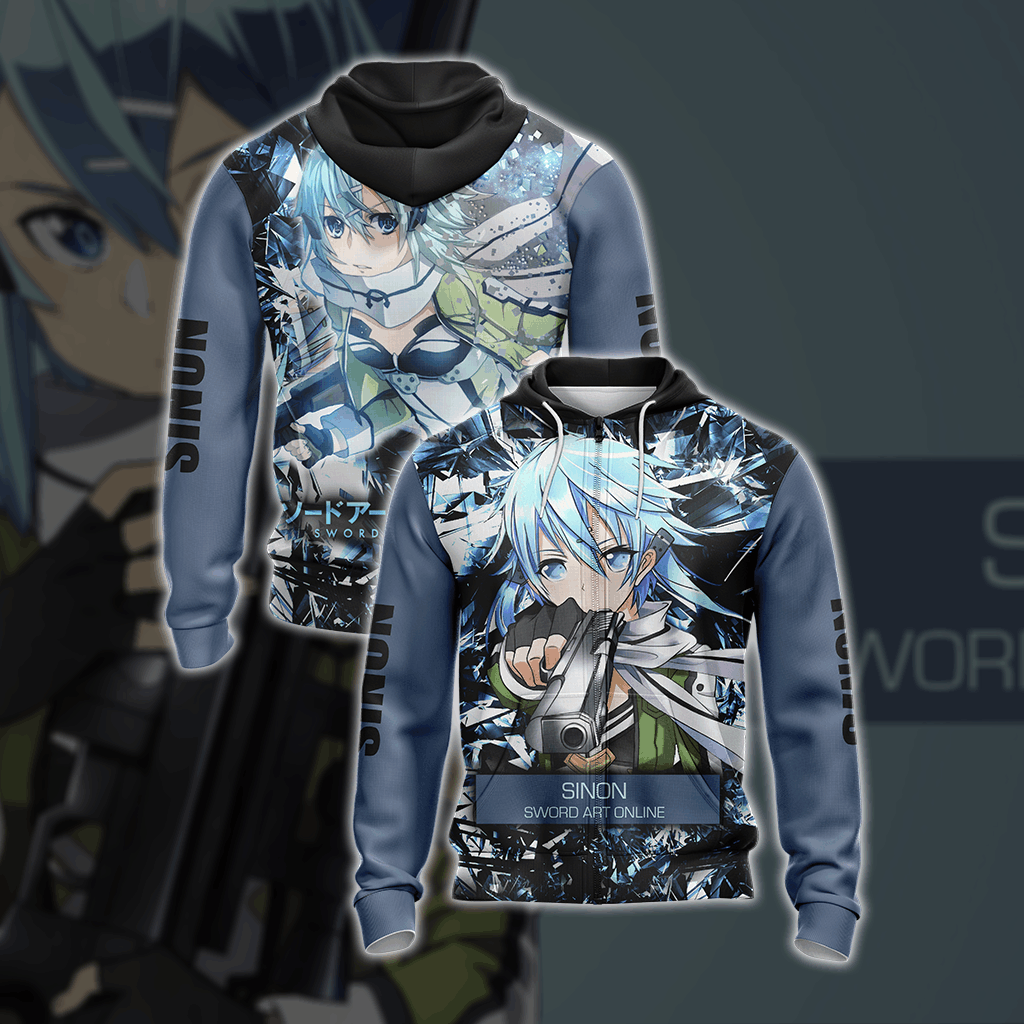 Sword Art Online - Sinon New Style Unisex 3D T-shirt Zip Hoodie XS