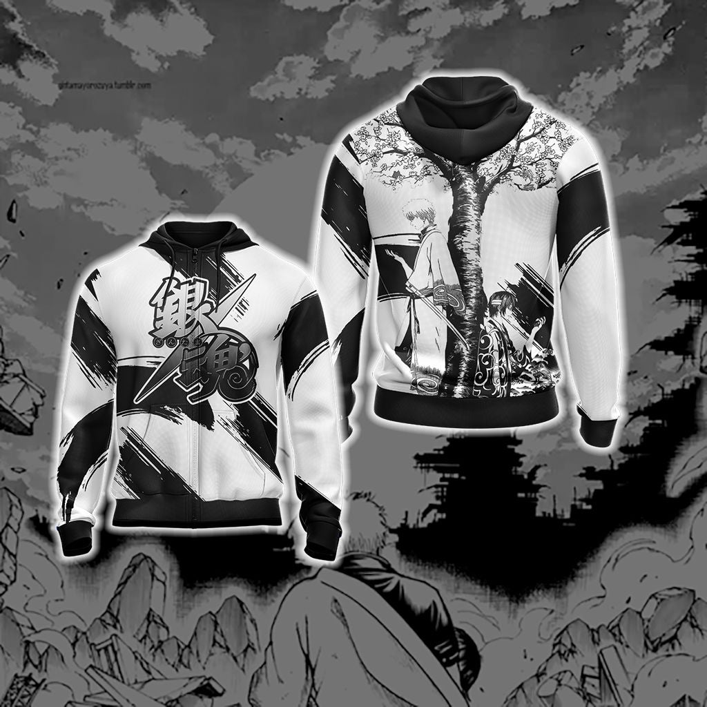 Gintama Manga Unisex 3D T-shirt Zip Hoodie XS