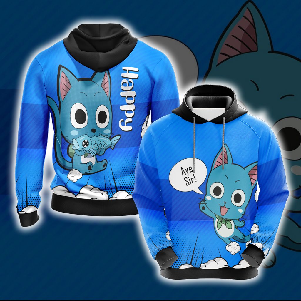 Fairy Tail Happy Unisex 3D T-shirt Hoodie S