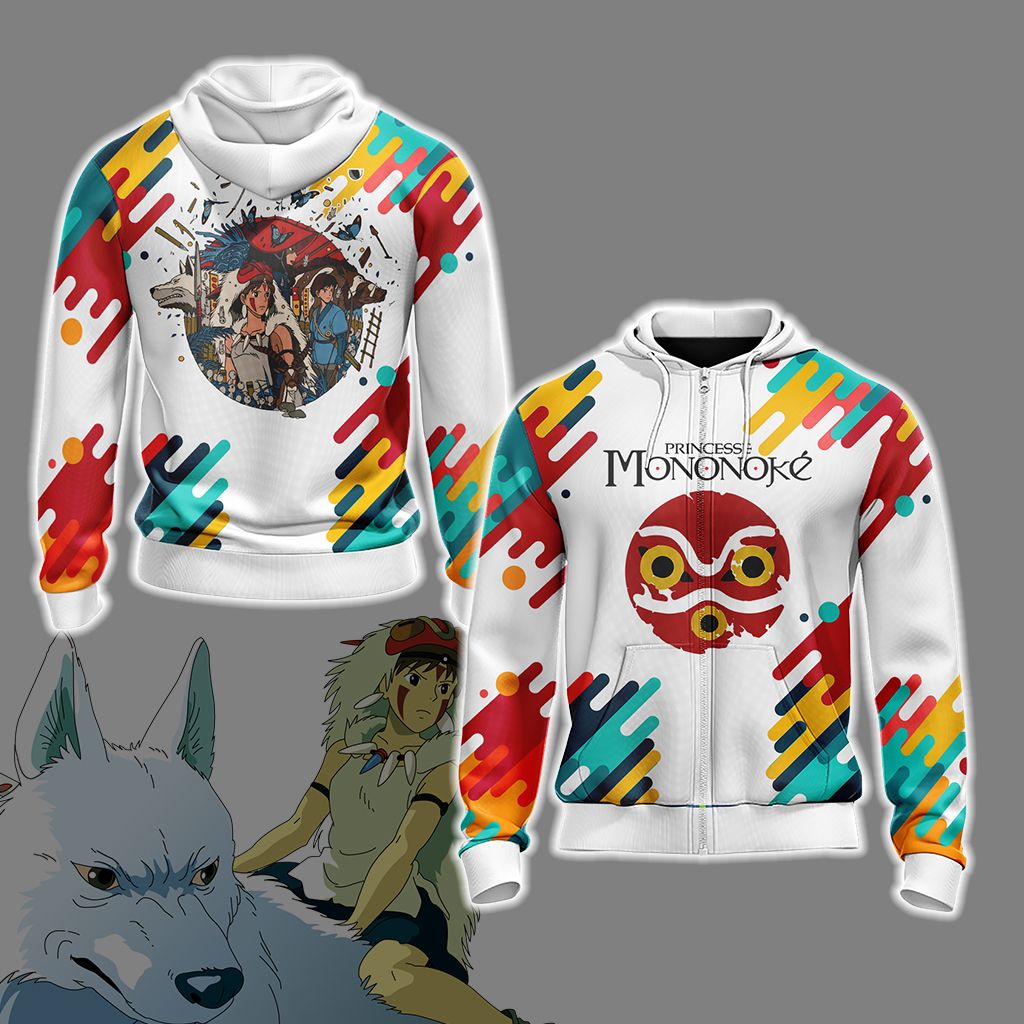 Princess Mononoke New Version Unisex 3D T-shirt Zip Hoodie XS