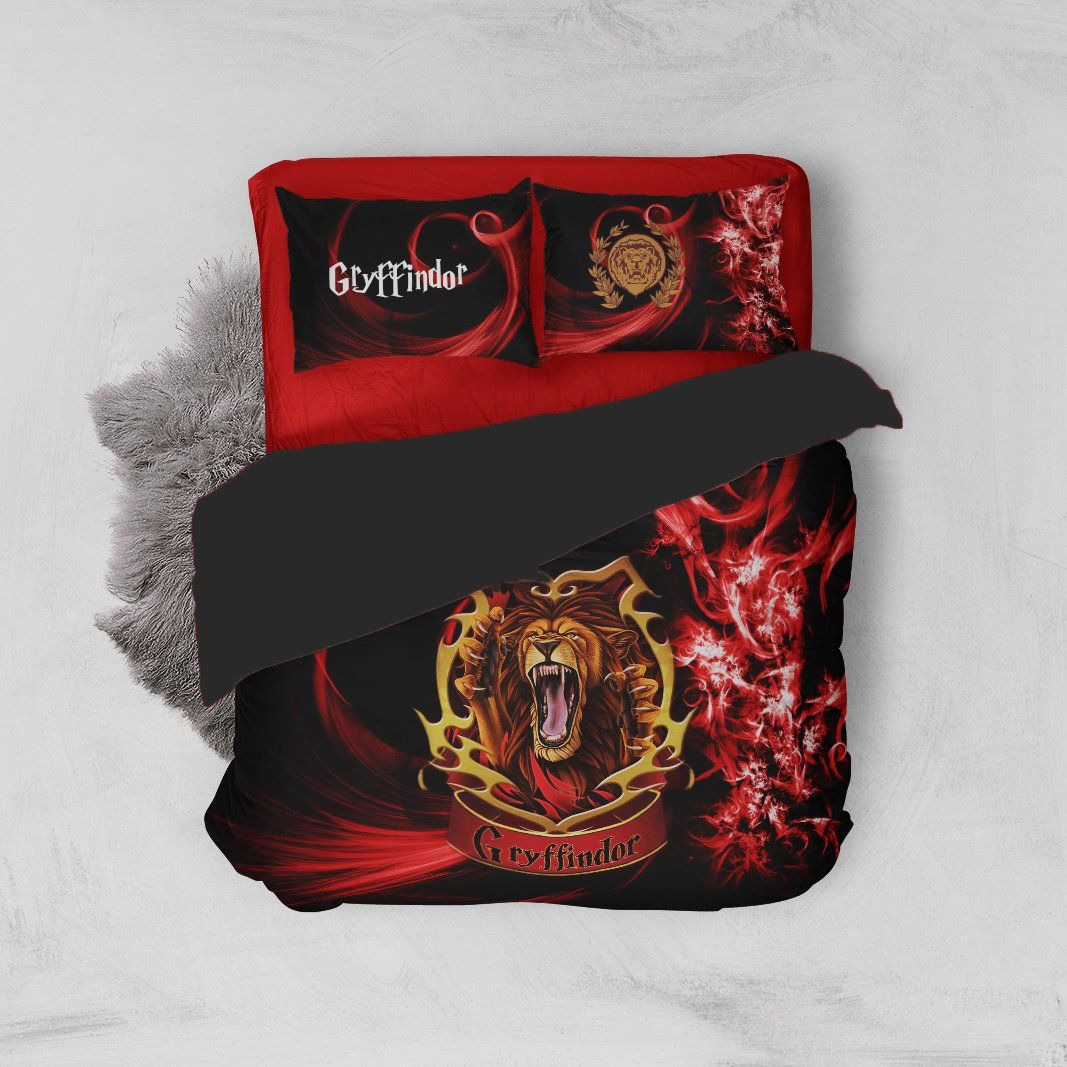 Harry Potter Hogwarts House Gryffindor Slytherin Ravenclaw Hufflepuff Bed Set Gryffindor Full (3PCS)