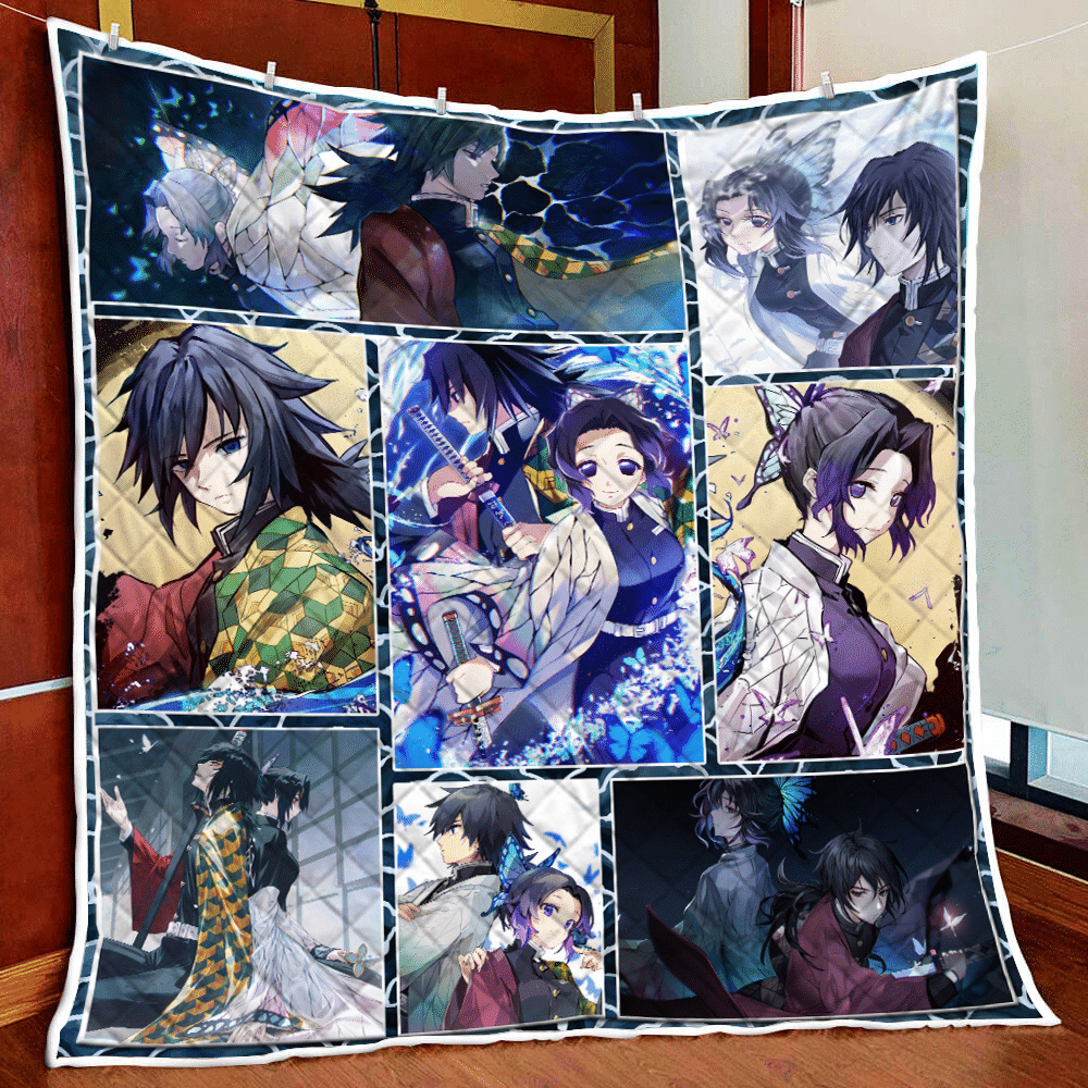 Demon Slayer Kimetsu No Yaiba: Giyu x Sinobu 3D Quilt Bed Set