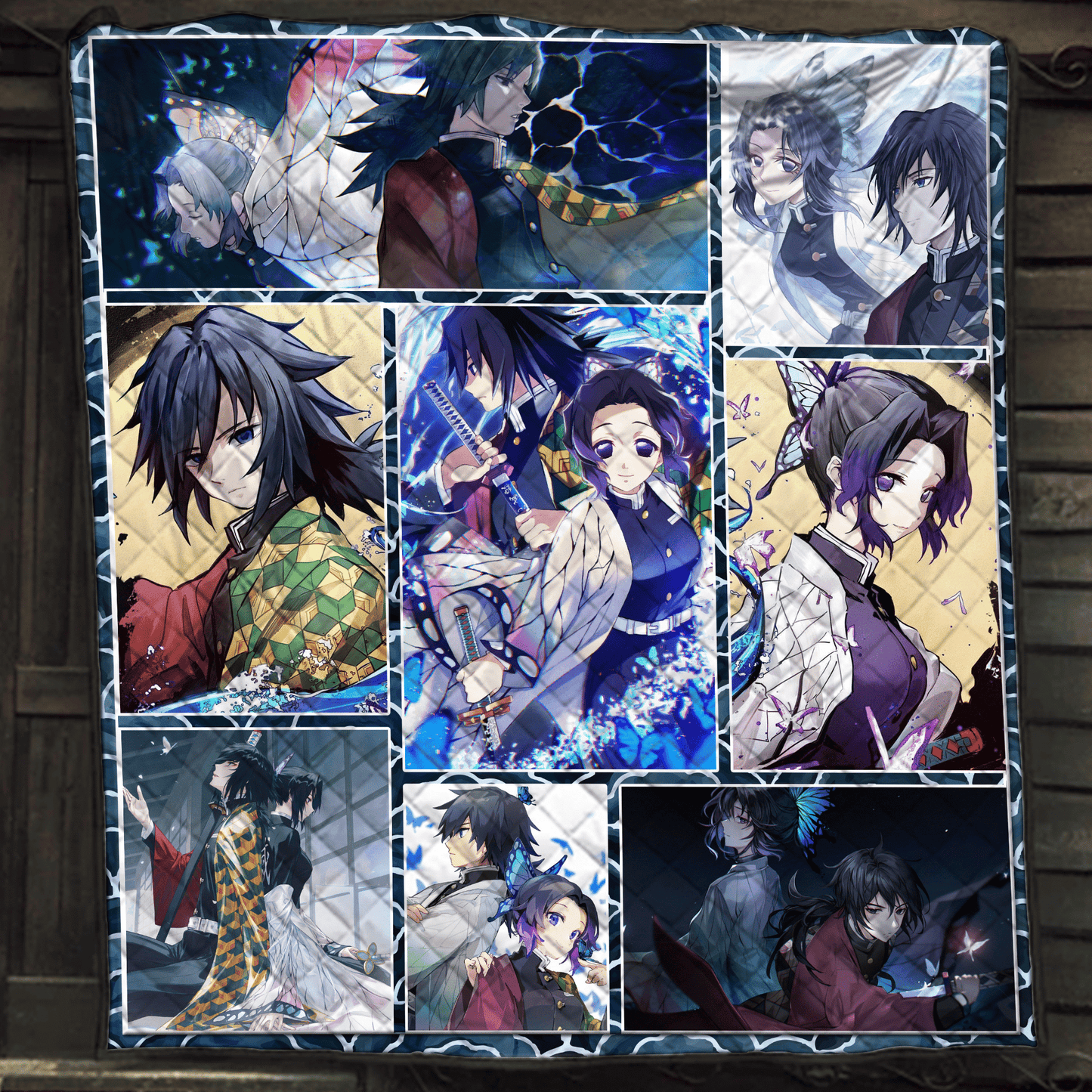 Demon Slayer Kimetsu No Yaiba: Giyu x Sinobu 3D Quilt Bed Set