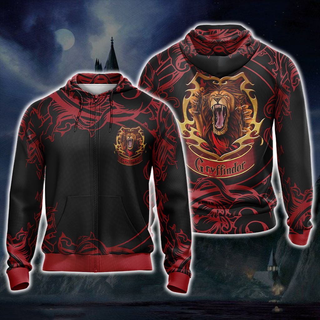 Harry Potter Hogwarts House Gryffindor Slytherin Ravenclaw Hufflepuff T-shirt Zip Hoodie Pullover Hoodie