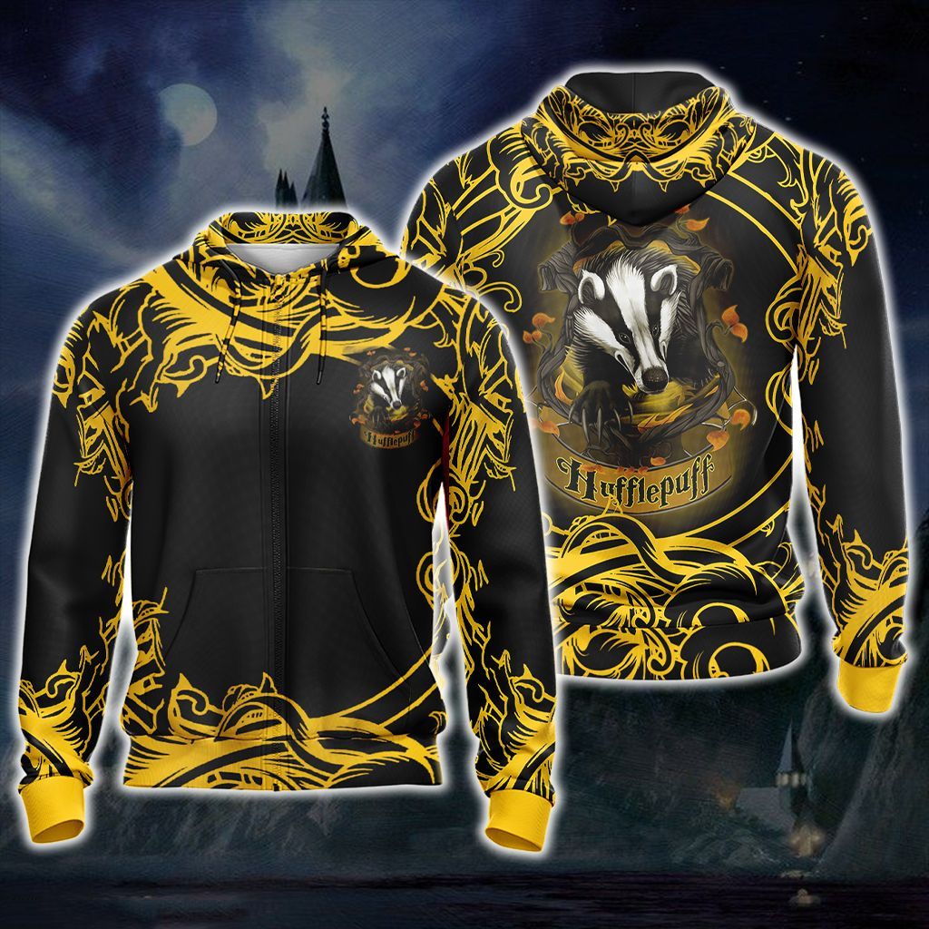 Harry Potter Hogwarts House Gryffindor Slytherin Ravenclaw Hufflepuff T-shirt Zip Hoodie Pullover Hoodie