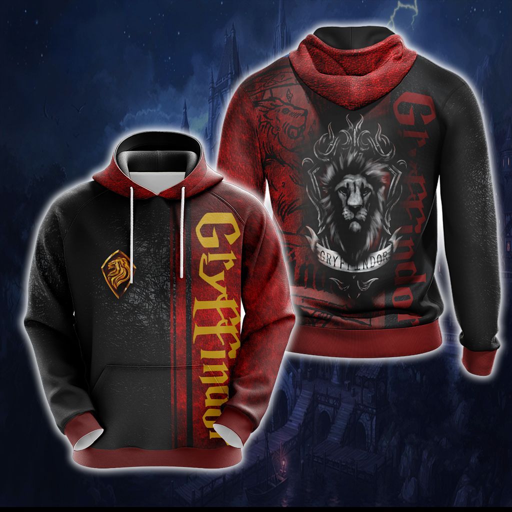 Harry Potter Hogwarts House Gryffindor Slytherin Ravenclaw Hufflepuff T-shirt Zip Hoodie Pullover Hoodie Gryffindor Hoodie S